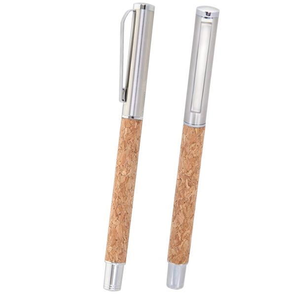 Cork Roller Cap-off Rollerball Pen with Silver Accents.... from ASI 46755 Cosmo Promos
