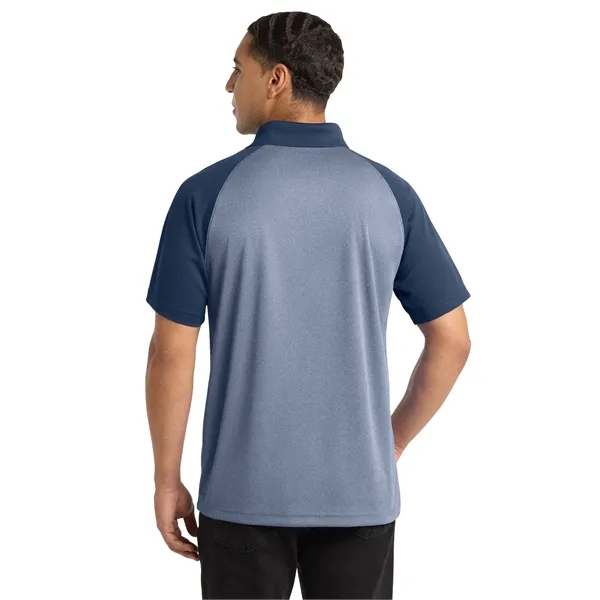 Sport-Tek PosiCharge RacerMesh Raglan Heather Block Polo.... from ASI 84863 SanMar