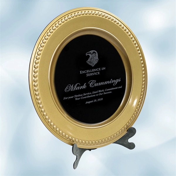 Award plate made of acrylic with a gold/black color and dark... from ASI 47791 Best Deal Awards