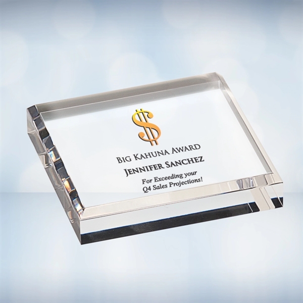 Color imprinted paperweight made of acrylic in the shape of a... from ASI 47791 Best Deal Awards