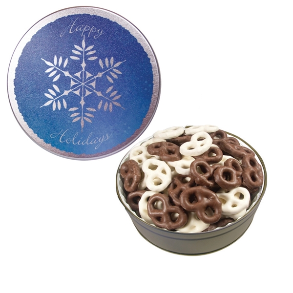 Tin filled with multiple filler options of good gift snacks and... from ASI 61125 Hit Promotional Products