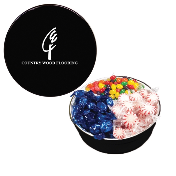 Tin filled with multiple filler options of good gift snacks and... from ASI 61125 Hit Promotional Products