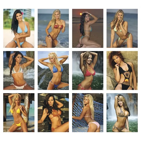 9 x 19 2024 Swimsuit calendar on 70# glossy paper.... from ASI 40480 Koozie Group / Norwood Triumph Calendar