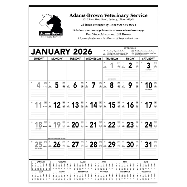 Triumph® Calendars Black & White Contractor Memo... from ASI 40480 Koozie Group / Norwood Triumph Calendar