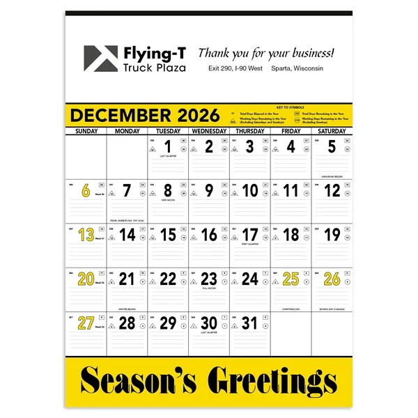 Triumph® Calendars Yellow & Black Contractor Memo... from ASI 40480 Koozie Group / Norwood Triumph Calendar