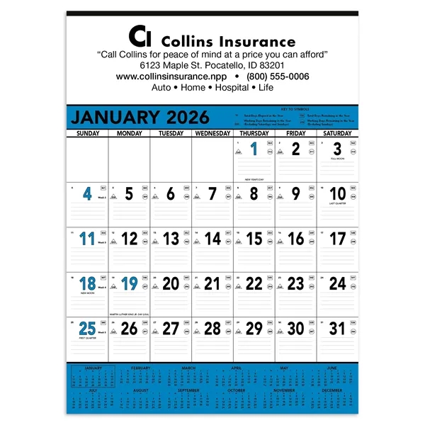 Triumph® Calendars Blue & Black Contractor Memo... from ASI 40480 Koozie Group / Norwood Triumph Calendar