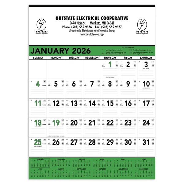 Triumph® Calendars Green & Black Contractor Memo... from ASI 40480 Koozie Group / Norwood Triumph Calendar