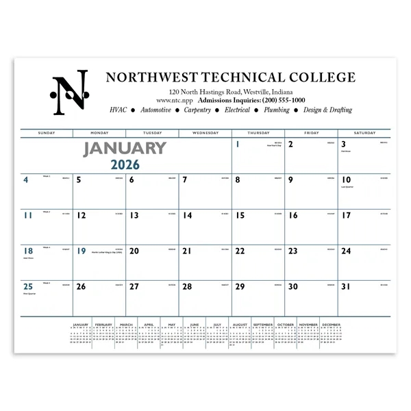 Blue & Black Desk Pad... from ASI 40480 Koozie Group / Norwood Triumph Calendar