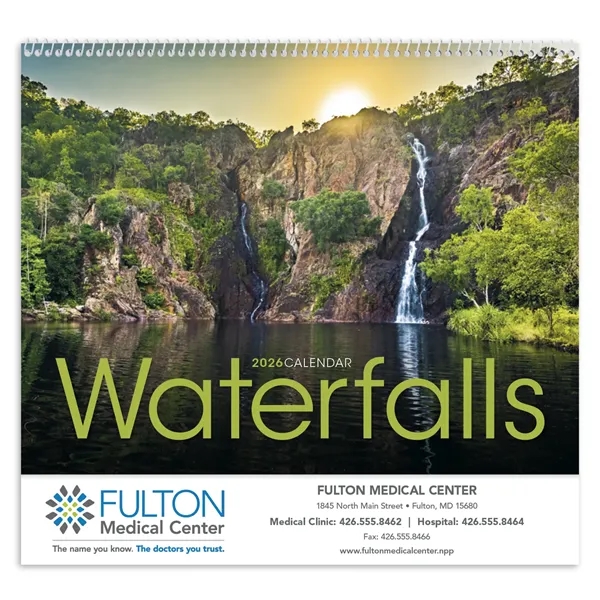 11 x 19 2024 Waterfalls calendar on 70# glossy paper with... from ASI 40480 Koozie Group / Norwood Triumph Calendar