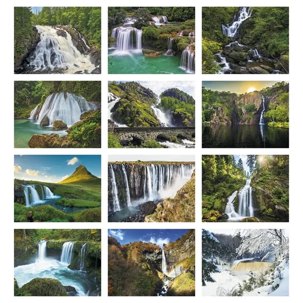 11 x 19 2024 Waterfalls calendar on 70# glossy paper with... from ASI 40480 Koozie Group / Norwood Triumph Calendar