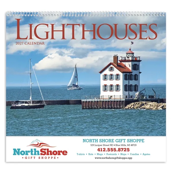 11 x 19 2024 Lighthouses calendar on 70# glossy paper and... from ASI 40480 Koozie Group / Norwood Triumph Calendar
