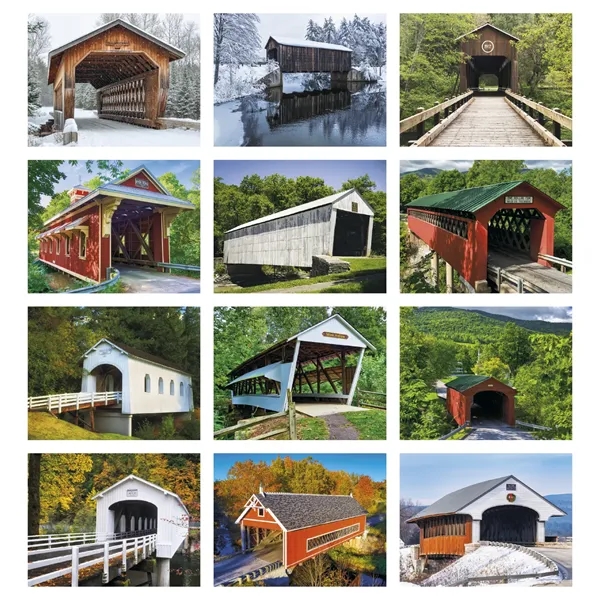 11 x 19 Bridges 2024 spiral-bound wall calendar on 70# glossy... from ASI 40480 Koozie Group / Norwood Triumph Calendar