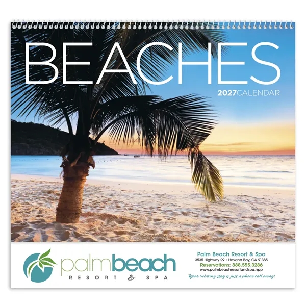 11 x 19 2024 Beaches calendar on 70# glossy paper with... from ASI 40480 Koozie Group / Norwood Triumph Calendar
