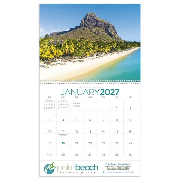11 x 19 2024 Beaches calendar on 70# glossy paper with... from ASI 40480 Koozie Group / Norwood Triumph Calendar
