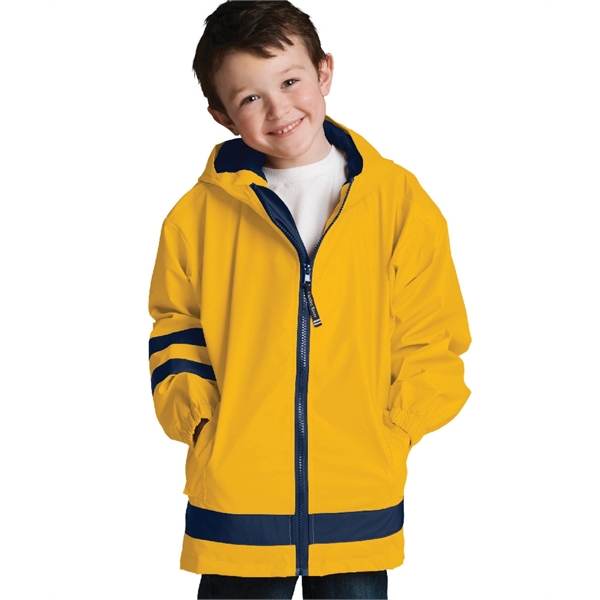 Polyurethane and woven child-sized New Englander raincoats.... from ASI 44620 Charles River Apparel