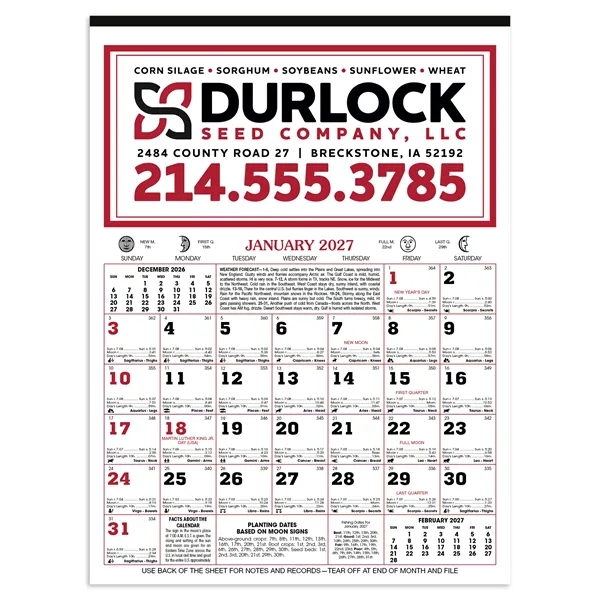 12-Sheet Almanac Calendar... from ASI 40480 Koozie Group