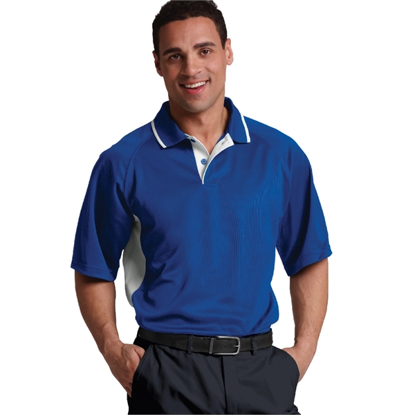 Men's polyester pique knit color-blocked polo shirts... from ASI 44620 Charles River Apparel