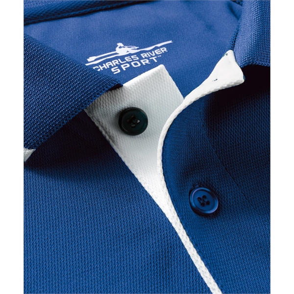 Men's polyester pique knit color-blocked polo shirts... from ASI 44620 Charles River Apparel