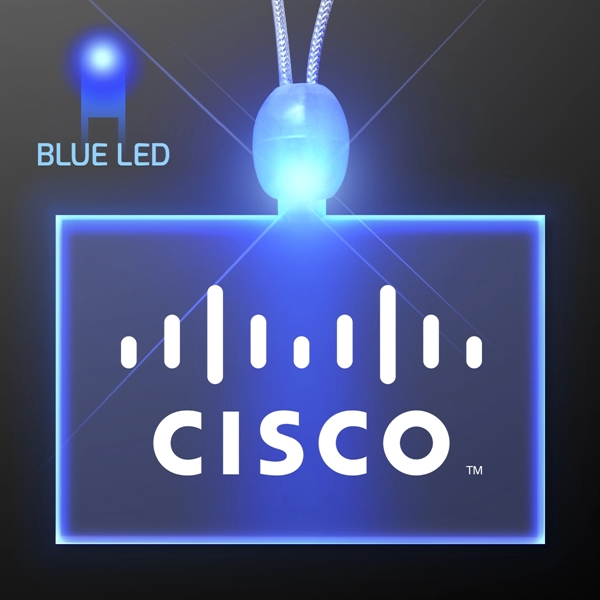 Light-up promotional acrylic rectangle necklaces w/LED Domestic 3-5 Day Imprint Also... from ASI 34194 ALightPromos / Alight Promotional Products