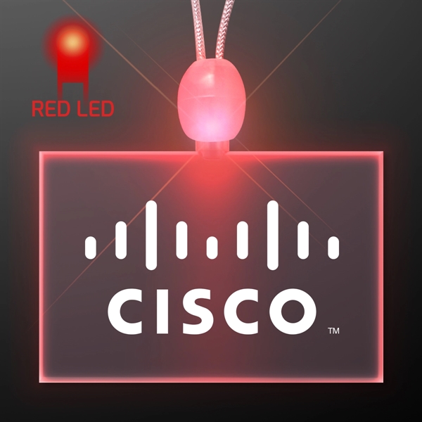 Light-up promotional acrylic rectangle necklaces w/LED Domestic 3-5 Day Imprint Also... from ASI 34194 ALightPromos / Alight Promotional Products