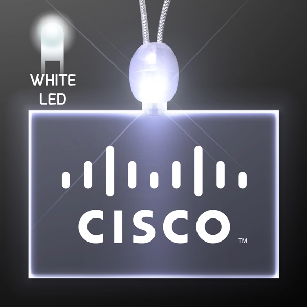 Light-up promotional acrylic rectangle necklaces w/LED Domestic 3-5 Day Imprint Also... from ASI 34194 ALightPromos / Alight Promotional Products