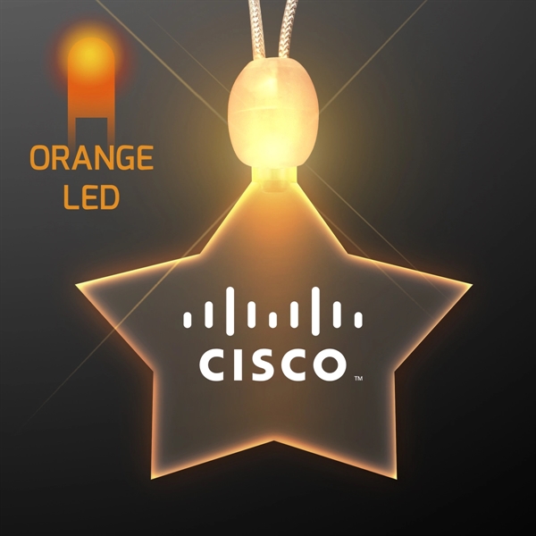 Crystal clear star acrylic necklace with imprint and 3 light up... from ASI 34194 ALightPromos / Alight Promotional Products