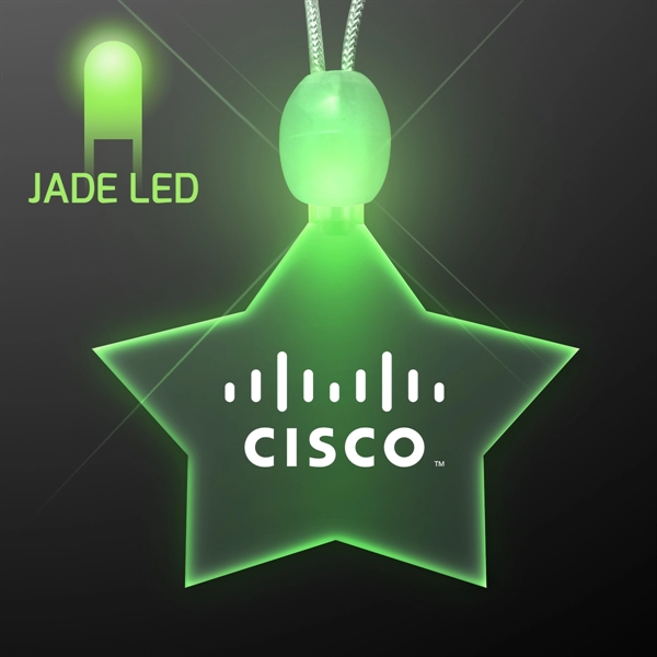 Crystal clear star acrylic necklace with imprint and 3 light up... from ASI 34194 ALightPromos / Alight Promotional Products