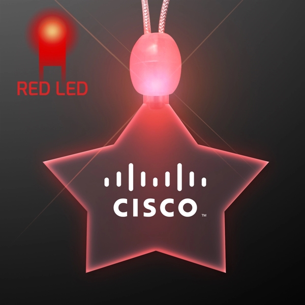 Crystal clear star acrylic necklace with imprint and 3 light up... from ASI 34194 ALightPromos / Alight Promotional Products