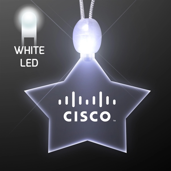 Crystal clear star acrylic necklace with imprint and 3 light up... from ASI 34194 ALightPromos / Alight Promotional Products