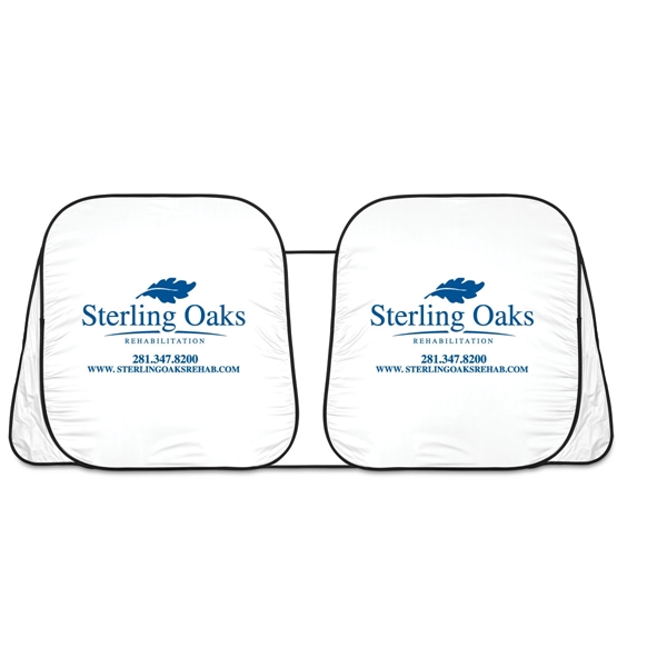 Satin silver collapsible fabric sunshade, one piece construction, dual round loops... from ASI 37586 Auto-Sun-shade/Intertek