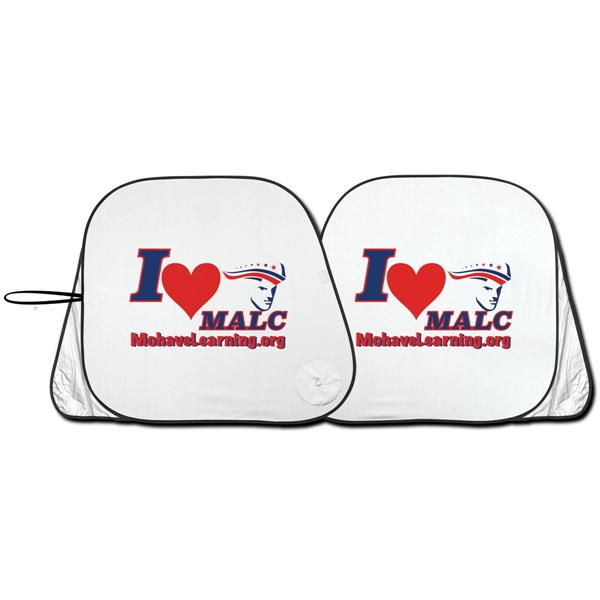 Satin silver collapsible fabric sunshade, one piece construction, dual round loops... from ASI 37586 Auto-Sun-shade/Intertek