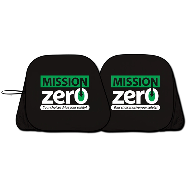 Satin silver collapsible fabric sunshade, one piece construction, dual round loops... from ASI 37586 Auto-Sun-shade/Intertek