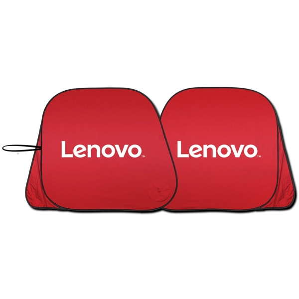 Satin silver collapsible fabric sunshade, one piece construction, dual round loops... from ASI 37586 Auto-Sun-shade/Intertek