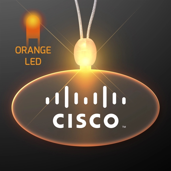 Light up promotional acrylic oval necklaces with LED.... from ASI 34194 ALightPromos / Alight Promotional Products