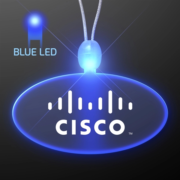 Light up promotional acrylic oval necklaces with LED.... from ASI 34194 ALightPromos / Alight Promotional Products