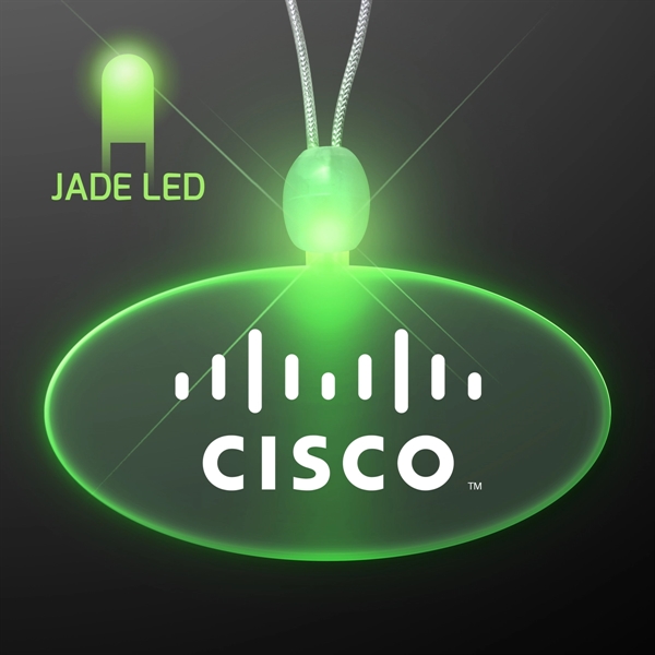Light up promotional acrylic oval necklaces with LED.... from ASI 34194 ALightPromos / Alight Promotional Products