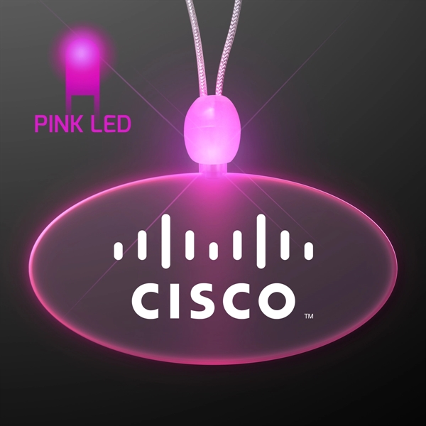 Light up promotional acrylic oval necklaces with LED.... from ASI 34194 ALightPromos / Alight Promotional Products