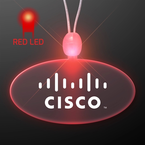 Light up promotional acrylic oval necklaces with LED.... from ASI 34194 ALightPromos / Alight Promotional Products