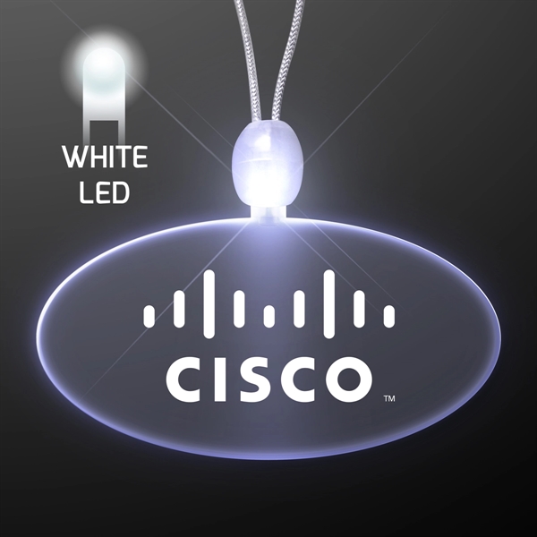 Light up promotional acrylic oval necklaces with LED.... from ASI 34194 ALightPromos / Alight Promotional Products