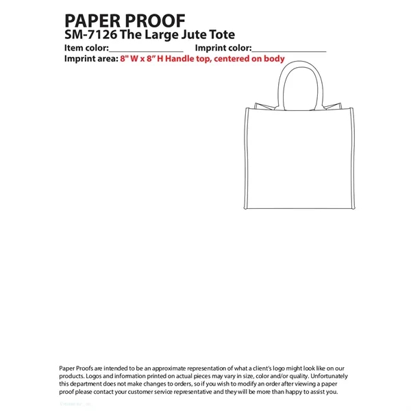 7.8" x 14" x 15.75" jute tote bag with 17" handles... from ASI 66887 PCNA / Bullet