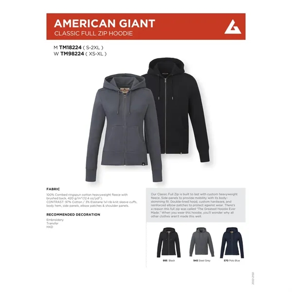 American Giant Classic Full Zip Hoody - Women's... from ASI 66887 PCNA / Trimark