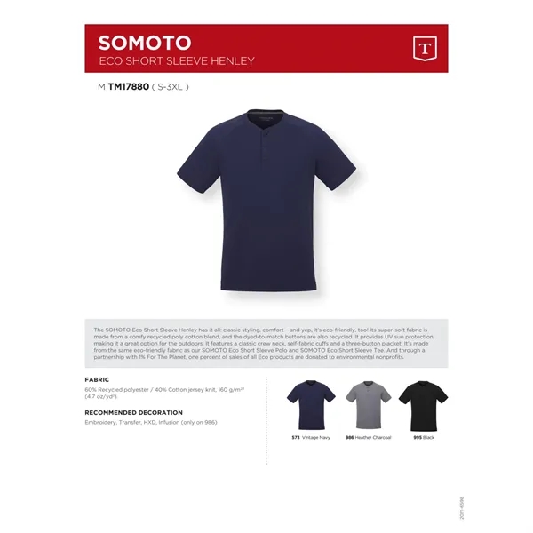 Men's SOMOTO Eco Short Sleeve Henley... from ASI 66887 PCNA / Trimark