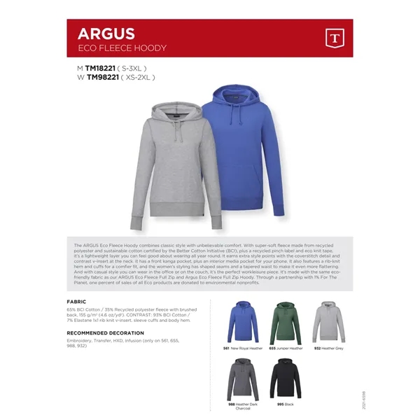 Men's ARGUS Eco Fleece Hoody... from ASI 66887 PCNA / Trimark