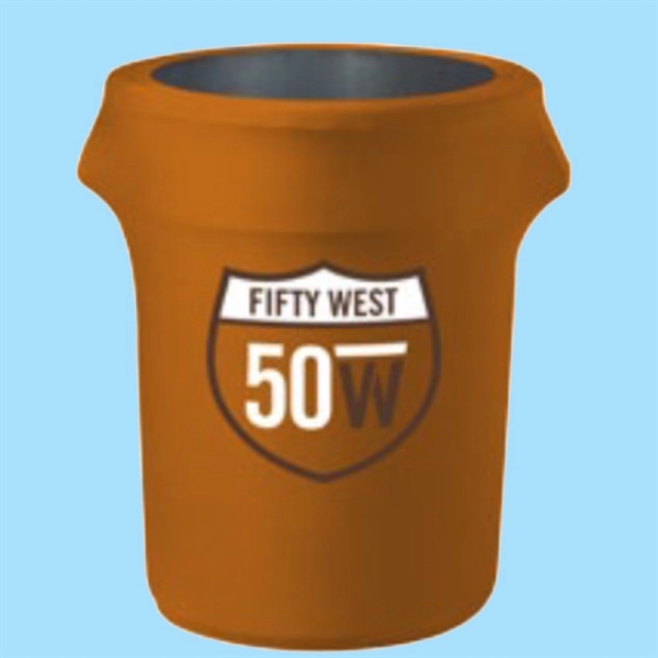 Customizable trash can "wraps" made of polyester/spandex; designed to cover 32... from ASI 30442 Above & Beyond Advertising Products / PromoAdLine