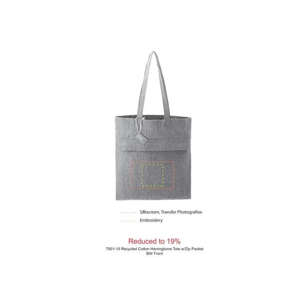 Recycled cotton herringbone tote bag with zippered pocket.... from ASI 66887 PCNA / Leeds