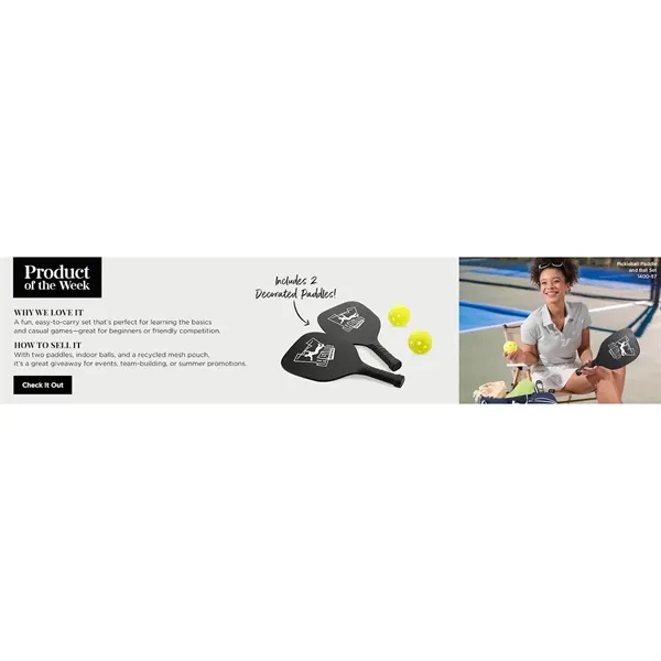 Pickleball set with 2 wooden paddles, set of balls and mesh... from ASI 66887 PCNA / Leeds