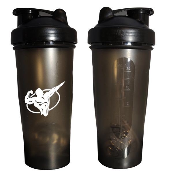 27 ounce transparent fitness shaker bottle with lid and mixing ball.... from ASI 31978 Admanline
