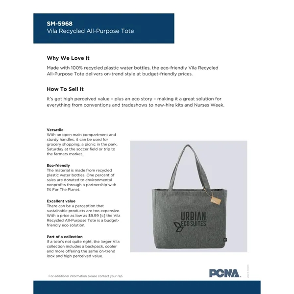 All-purpose rPET tote bag with 12.5" drop handles.... from ASI 66887 PCNA / Bullet