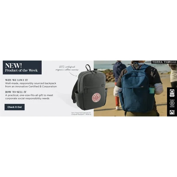 15" computer backpack made of certified organic cotton canvas.... from ASI 66887 PCNA / Leeds