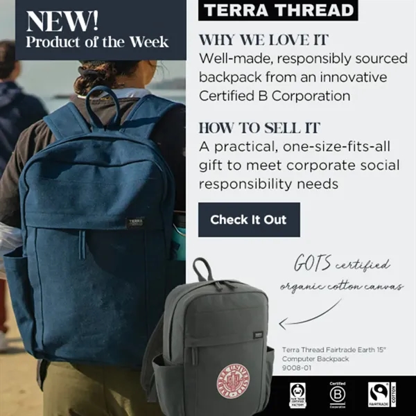 15" computer backpack made of certified organic cotton canvas.... from ASI 66887 PCNA / Leeds